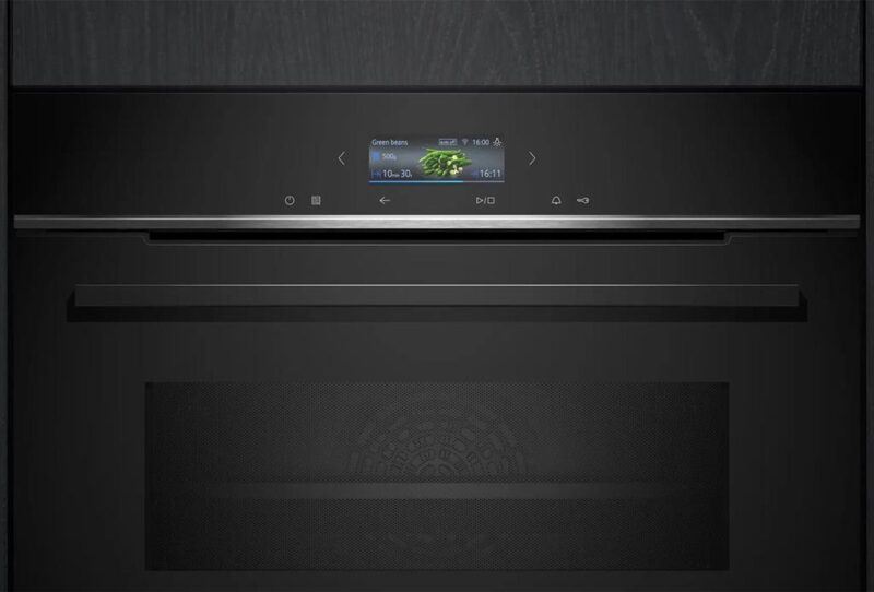 Siemens iQ700 Mikrodalga Fonksiyonlu Kompakt Ankastre Fırın 60 x 45 cm Siyah