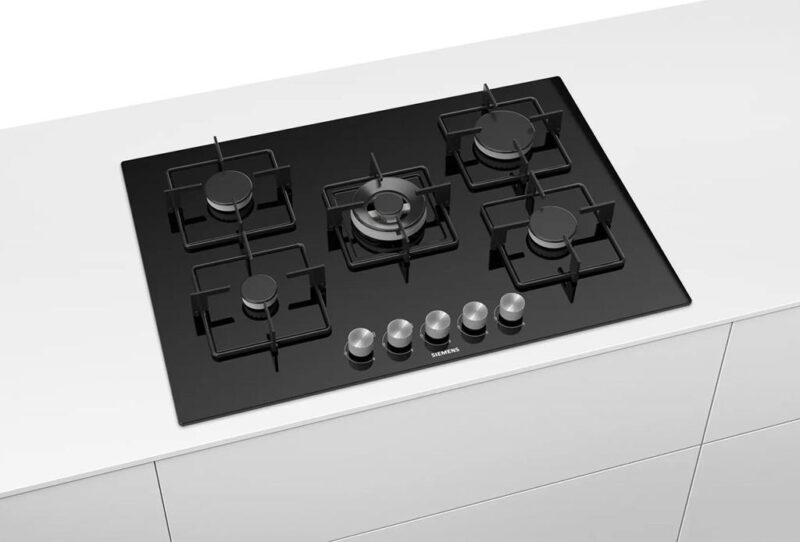 Siemens iQ300 Gazlı Ocak 75 cm Sert cam, Siyah