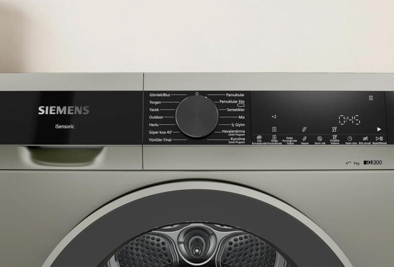 Siemens iQ300 Isı Pompalı Kurutma Makinesi 9 kg Gümüş