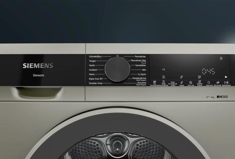 Siemens iQ300 Isı Pompalı Kurutma Makinesi 9 kg Gümüş