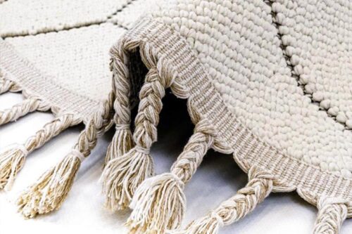 Öğretmenler Halı Dekorenti Bukle 1407 Beyaz Yuvarlak