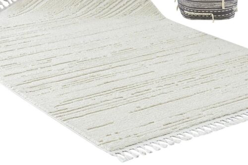 Öğretmenler Halı - EMP Bilbao White Swan Saçaklı Çizgi Desenli Krem