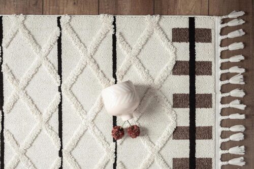 Öğretmenler Halı - EMP Bilbao Winter White Modern İskandinav Saçaklı
