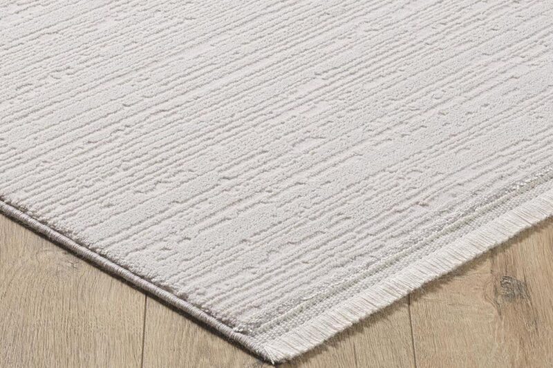 Öğretmenler Halı - EMP Gemma Pure White Saçaklı Modern Tozumaz