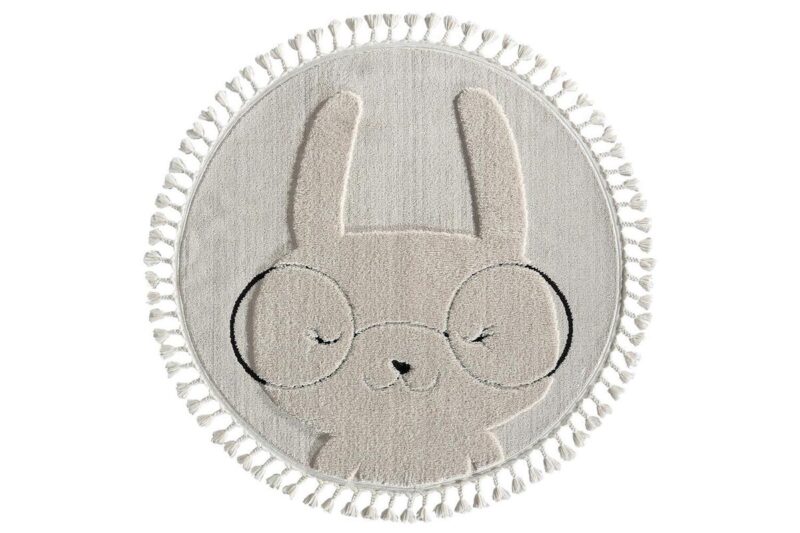 Öğretmenler Halı - EMP Kids Bunny Yuvarlak Tavşan Figürlü Antialerjik Çocuk Odası Halısı