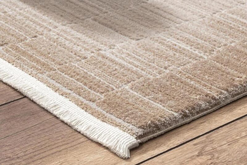 Öğretmenler Halı - EMP Pena Flax Çizgi Desenli Saçaklı Halı