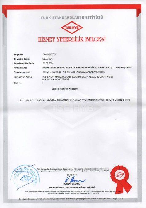 Hizmet Yeterlilik Belgesi