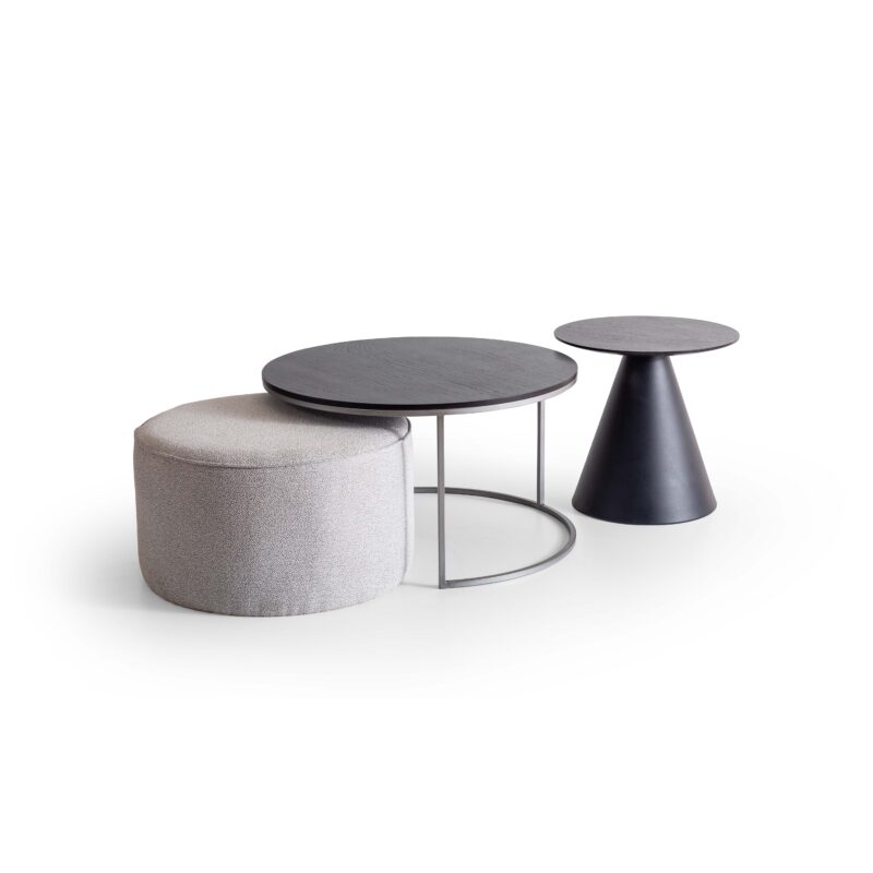 Negra Silver Puflu Orta Sehpa